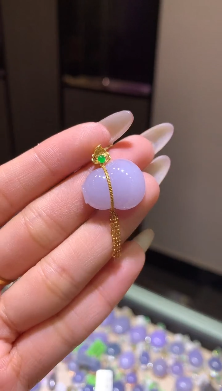 【闪购商品】翡翠吊坠(不含链)18K金镶嵌葫芦