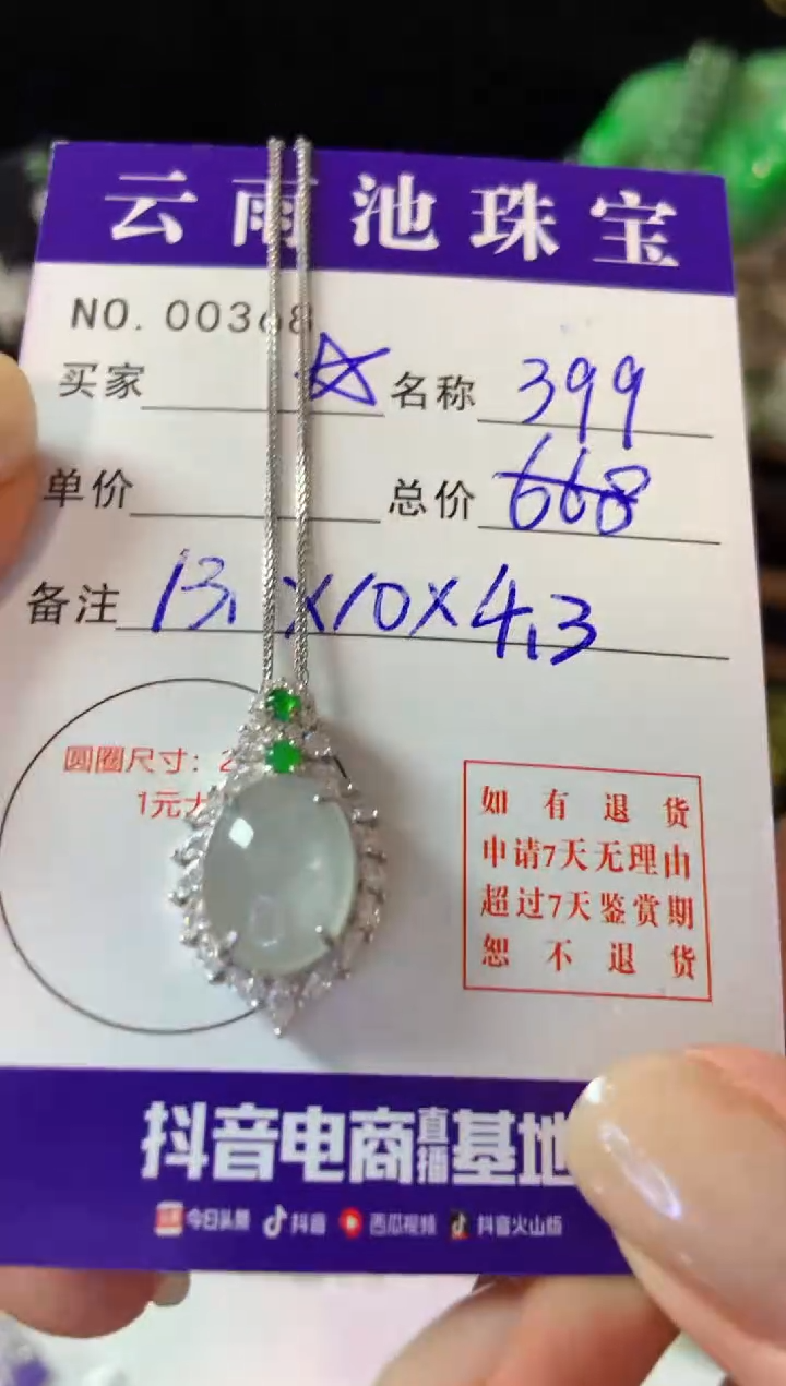 【闪购商品】翡翠颈饰银S925镶嵌翡翠