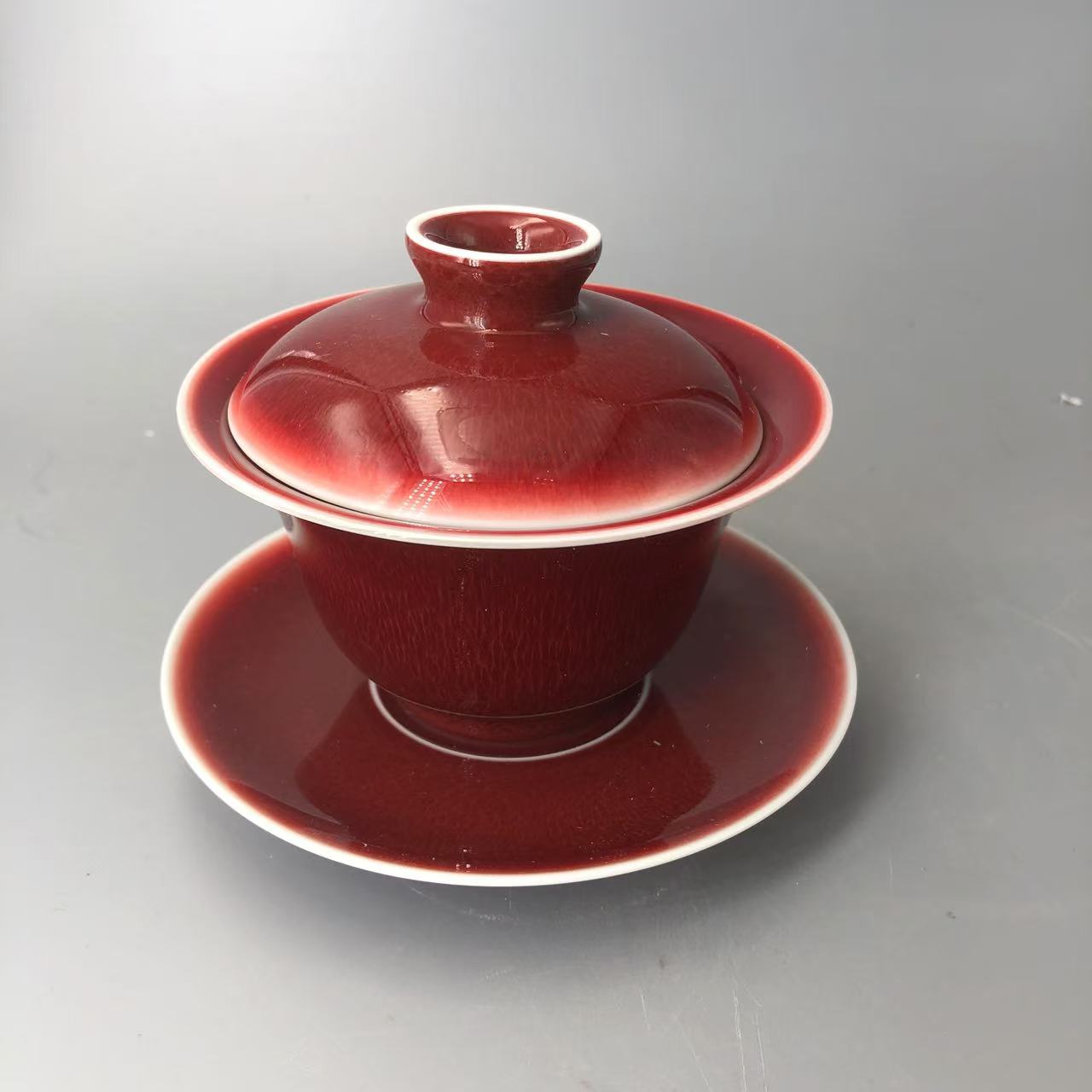 非遗茶空间 景德镇闰火堂 陶瓷郎红花神三才盖碗rht00048
