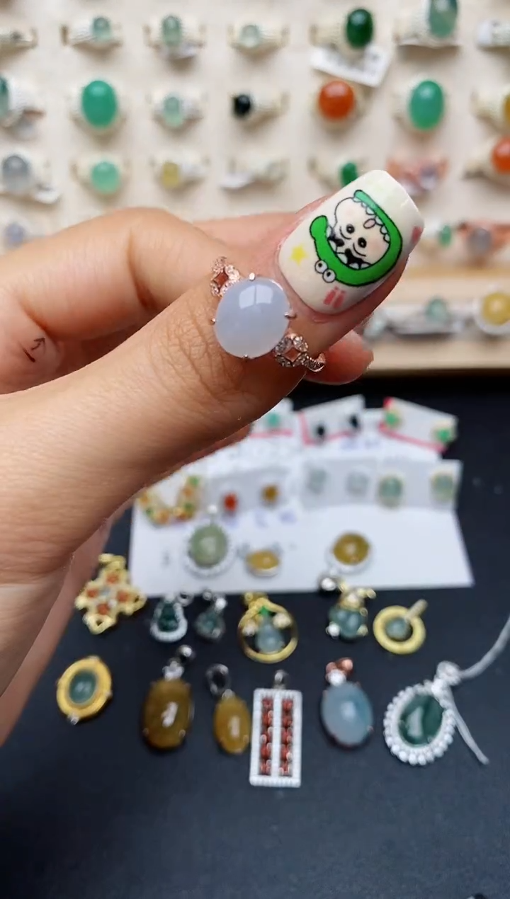 【闪购商品】翡翠戒指银S925镶嵌缅甸翡翠