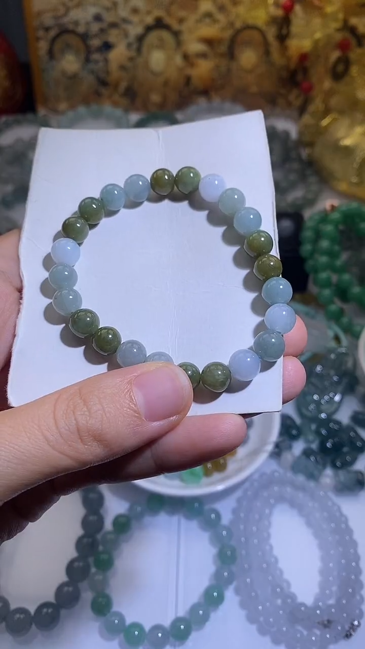 未镶嵌手链翡翠天然翡翠a货 8mm