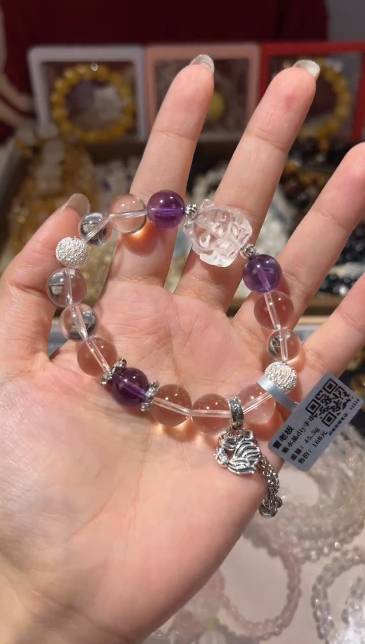 【闪购商品】水晶手链未镶嵌11mm白水晶狐狸diy