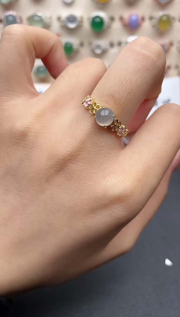 【闪购商品】翡翠戒指银S925镶嵌一物一证一礼盒