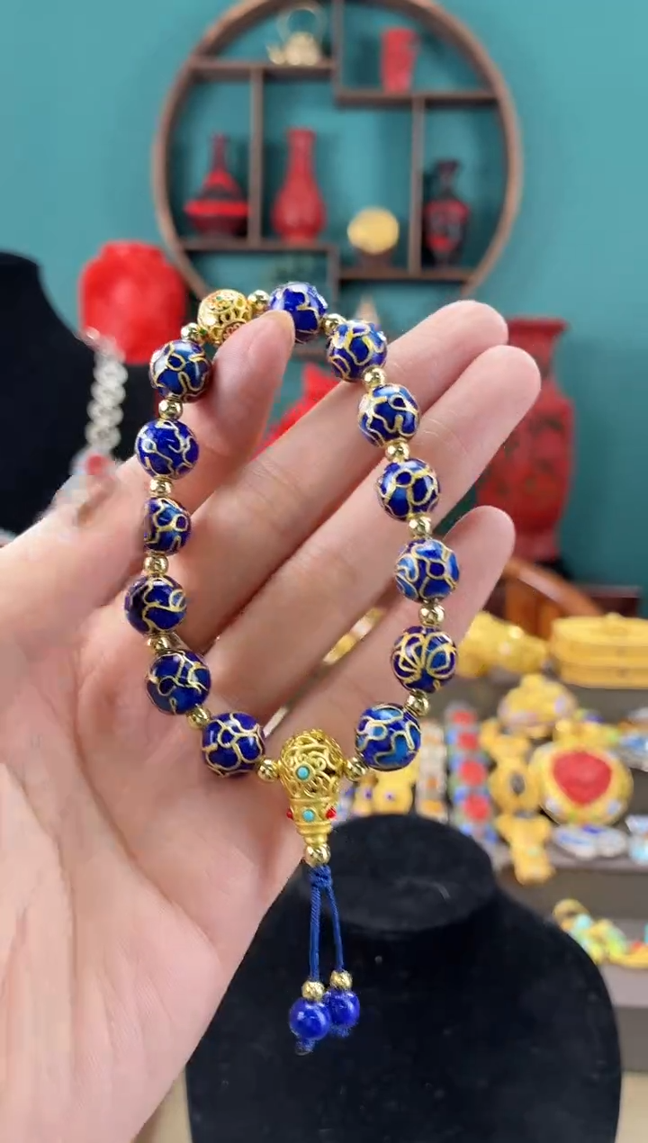 非遗手工景泰蓝手串1.0万花宝蓝