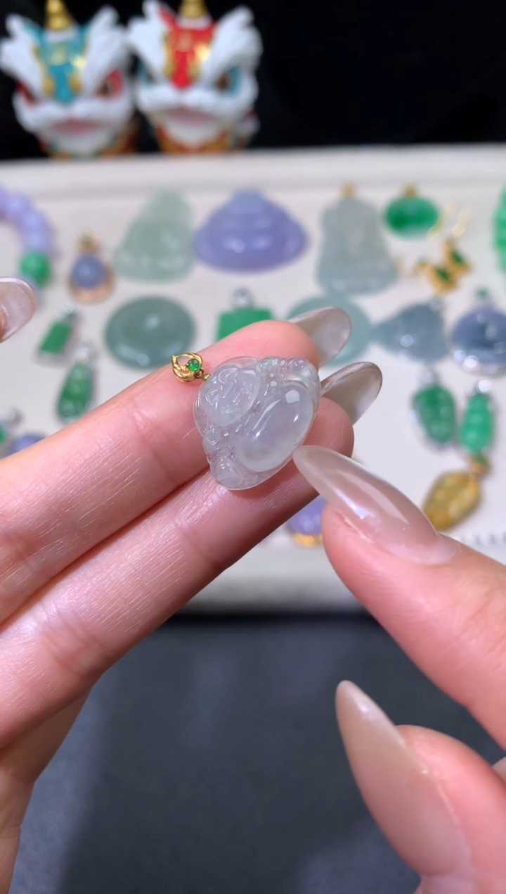 吊坠(不含链)18K金镶嵌翡翠翡翠