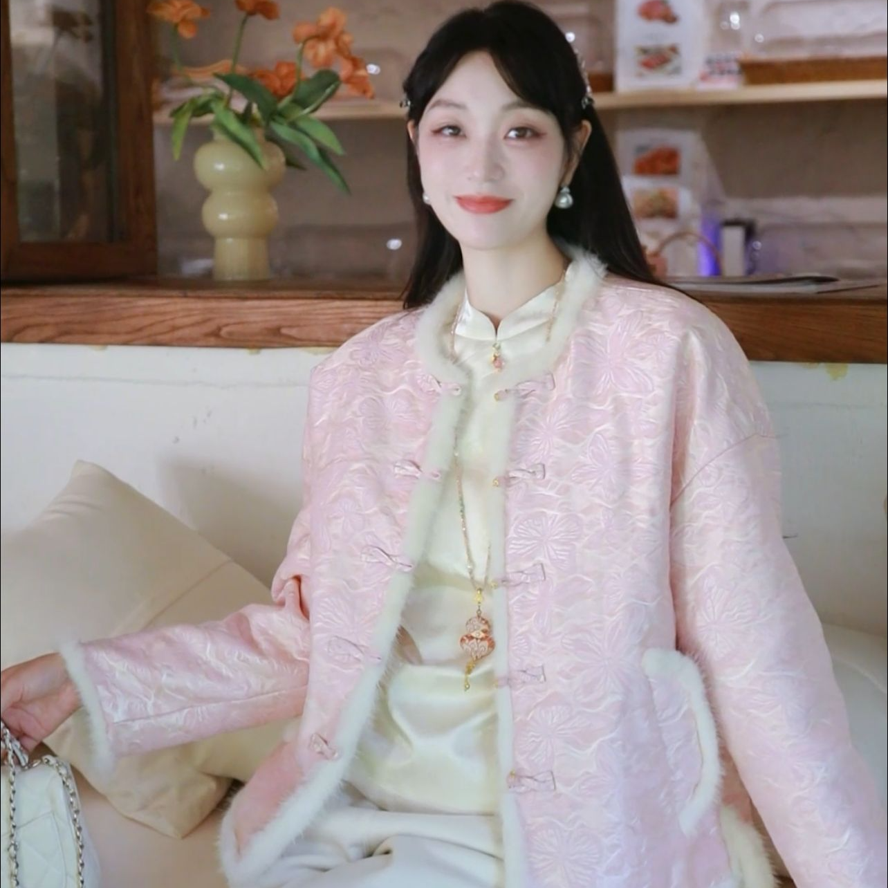 《佩佩定制》》【蝶梦】秋冬款新中式百搭气质双面穿加厚女棉服6614