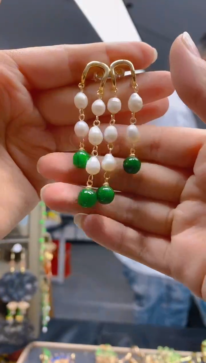 【闪购商品】翡翠耳饰合金0370翡翠耳钉