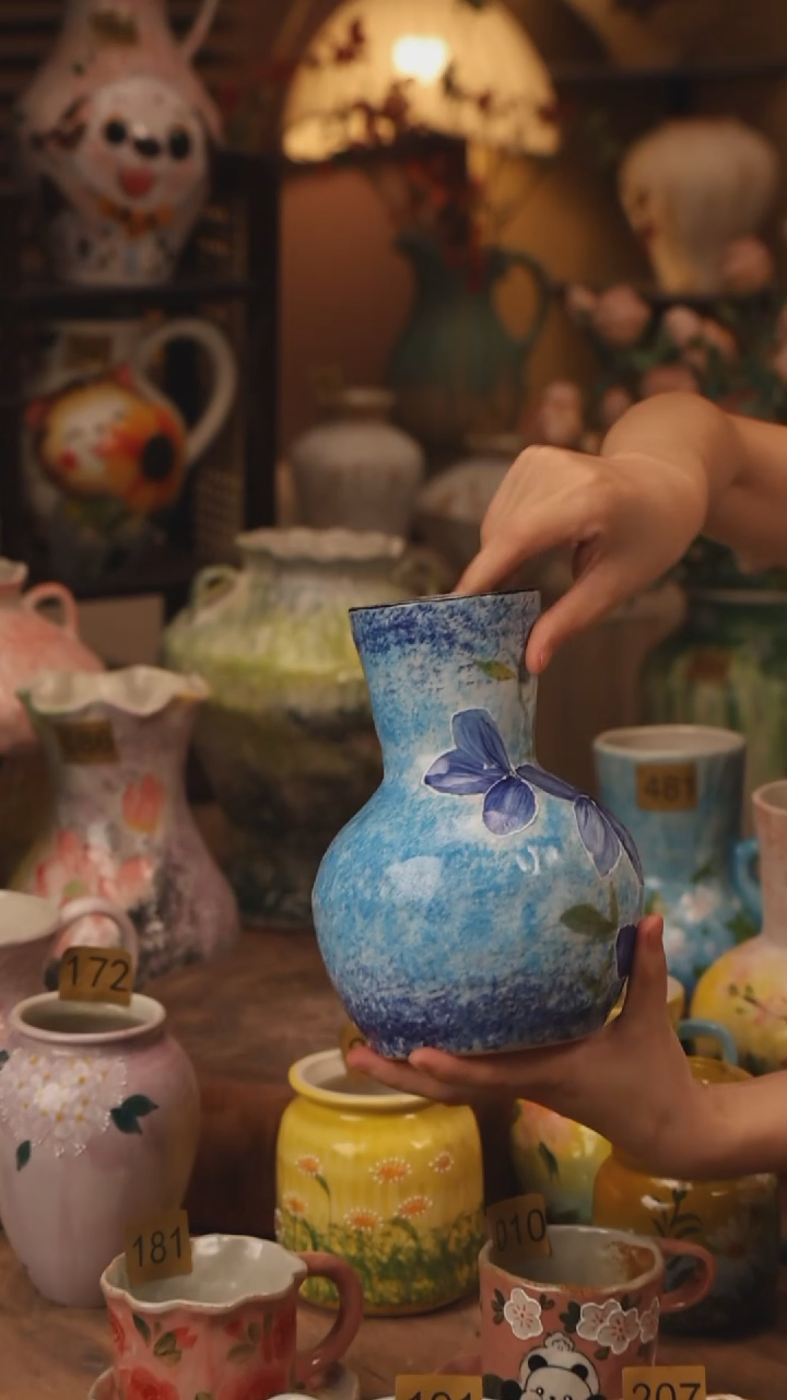 陶瓷431景德镇设计师手作花器摆件侘寂风