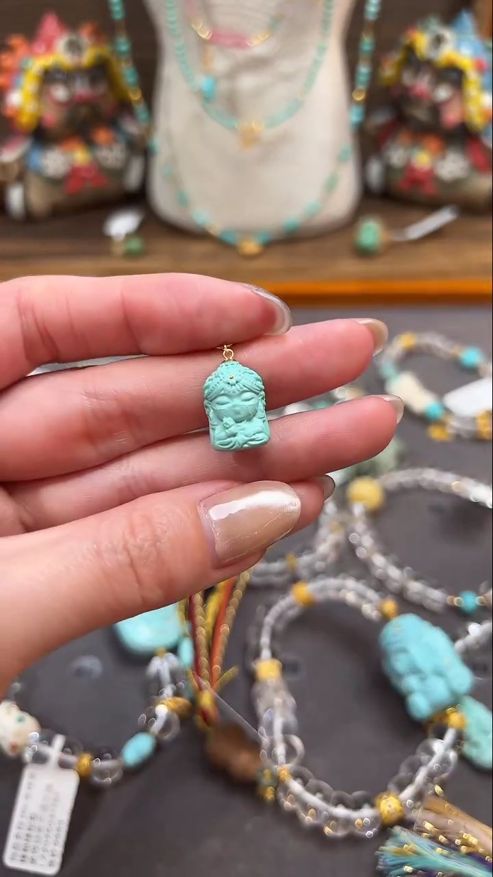 绿松石18K金镶嵌提溜绿松石提溜