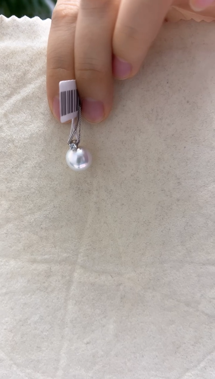 淡水珍珠18K金镶嵌吊坠(赠链)11-12白王妃吊坠