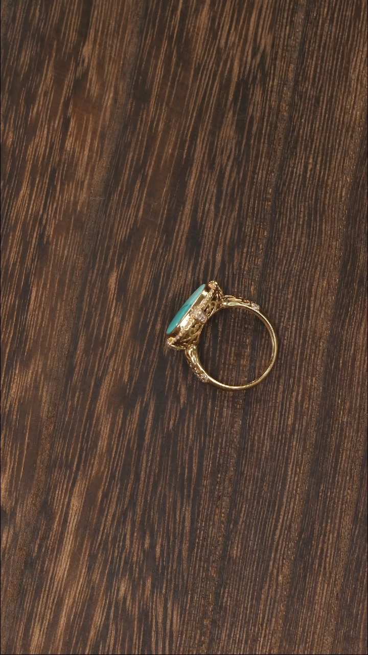 【闪购商品】绿松石戒指18K金镶嵌1