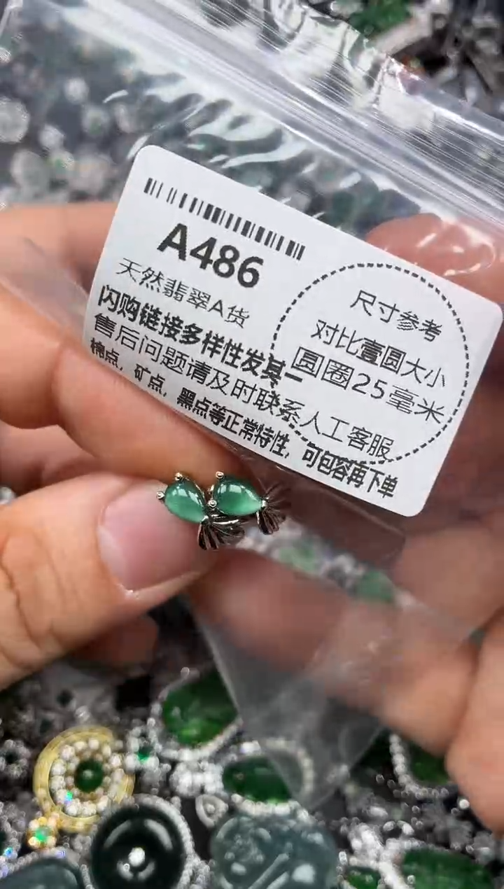颈饰未镶嵌翡翠A486耳扣