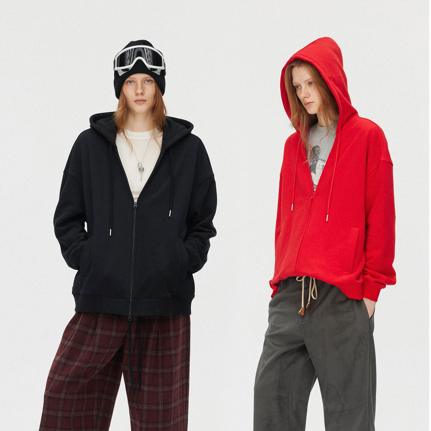 【LOCAT】saumple study symp  V领连帽加绒宽松卫衣外套  SS66824