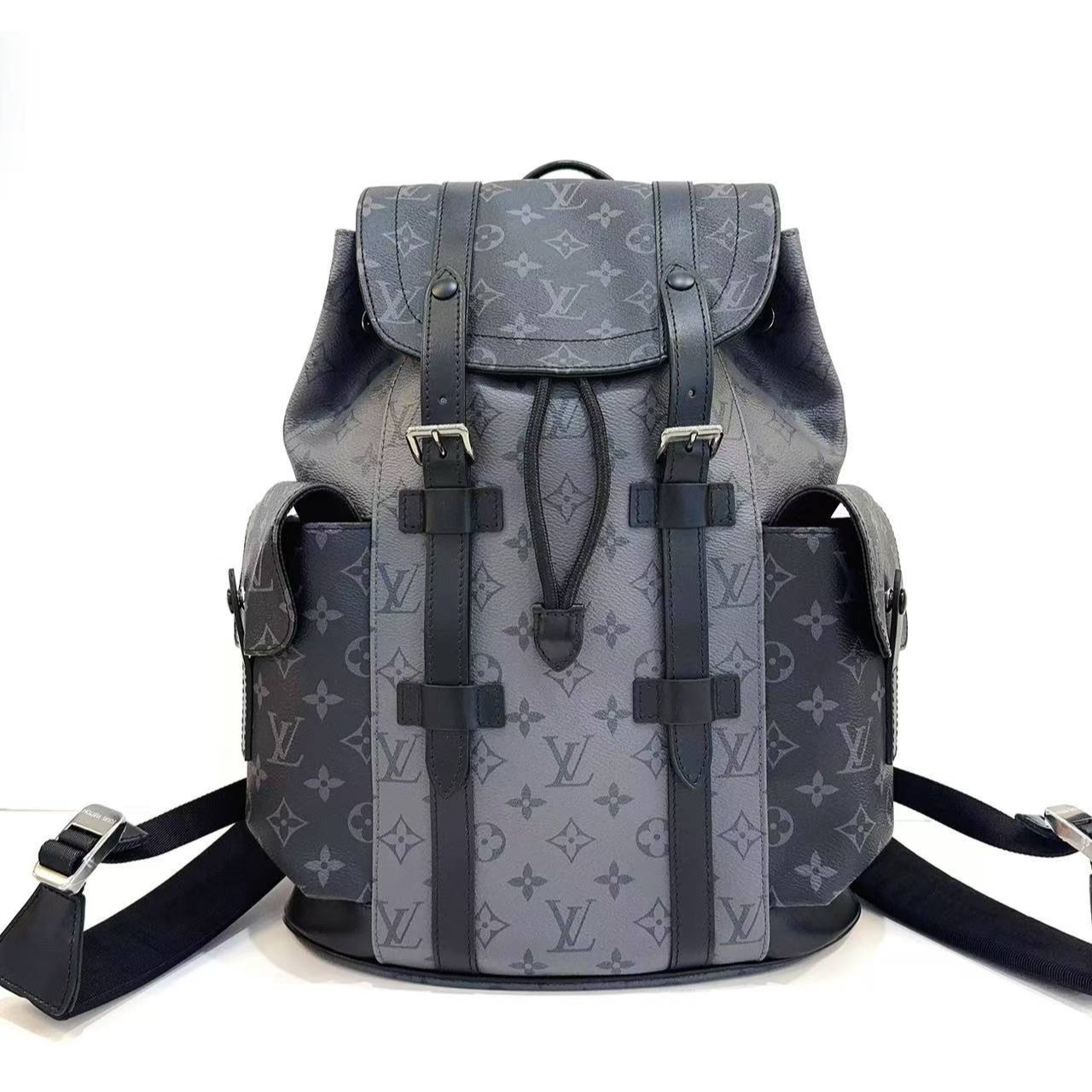 99新 LouisVuitton/路易威登 黑武士 拼色老花双肩包小号 芯片