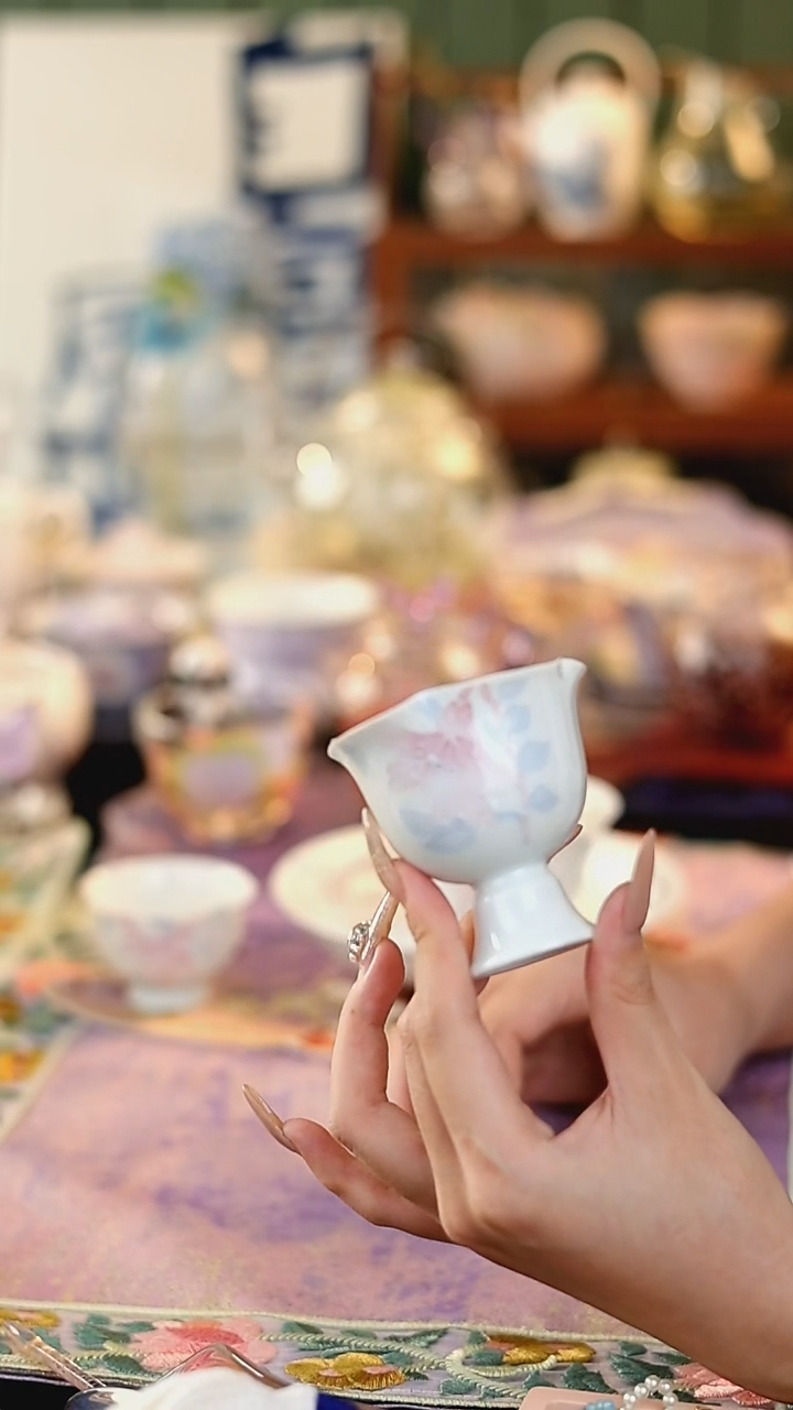 瓷片111111梵汝白瓷百合高足