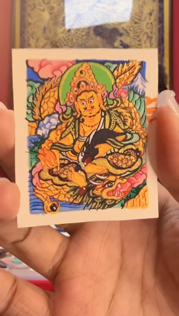 吊坠黄c全身像吊坠-热贡手绘唐卡