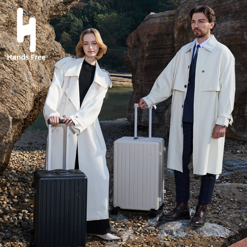 HandsFree行李箱【双层防爆拉链、真桃皮绒内衬、减震刹车万向轮】