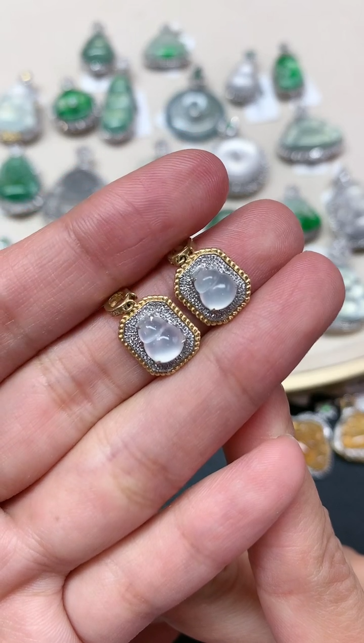 【闪购商品】翡翠吊坠(不含链)18K金镶嵌A24|1980多样性发其一