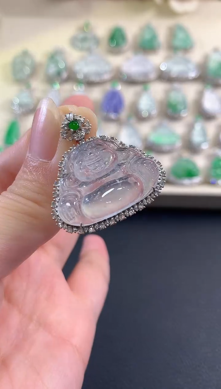 吊坠(不含链)18K金镶嵌翡翠b1000  