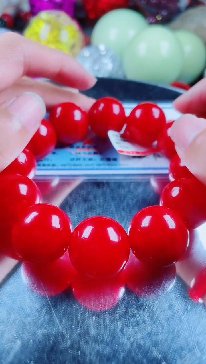 硅化珊瑚（珊瑚玉）手链未镶嵌红珊瑚手串卡20