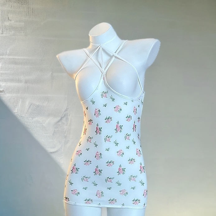 【新款】2025吊带连衣睡裙后背镂空显瘦舒适露背连体夏季居家外传