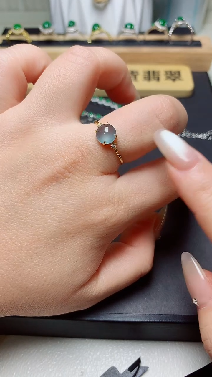 翡翠戒指银S925镶嵌天然翡翠A货s925银镶