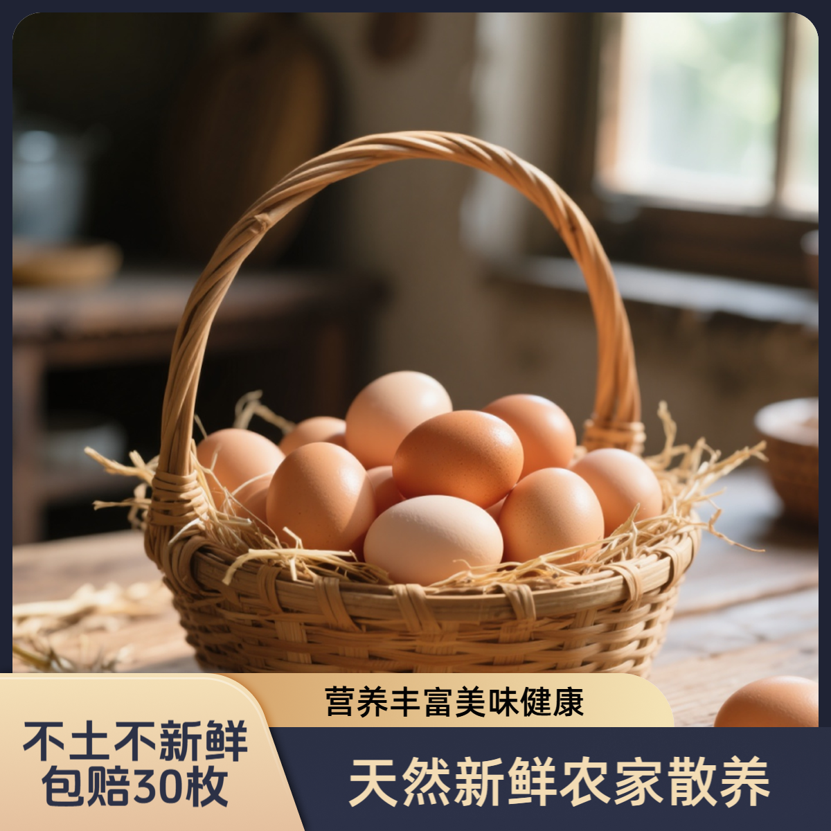 【破损包赔】农村散养30枚农家散养土鸡蛋土鸡蛋土鸡蛋40g-45g/枚