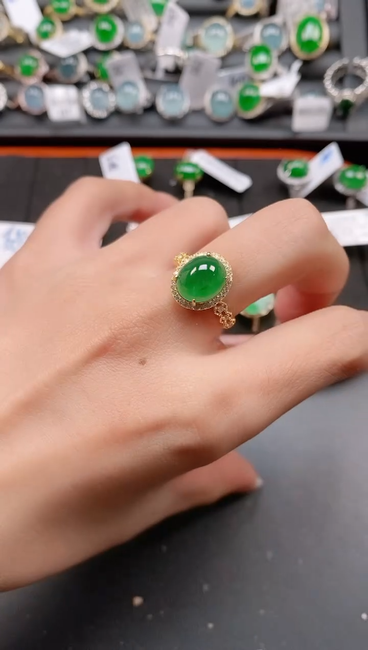银S925镶嵌戒指翡翠111