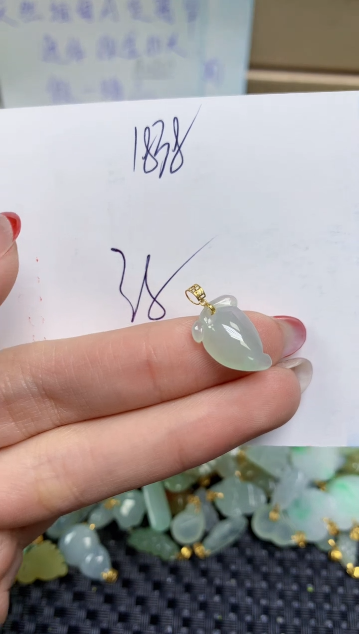 【闪购商品】翡翠颈饰18K金镶嵌天然缅甸A货翡翠
