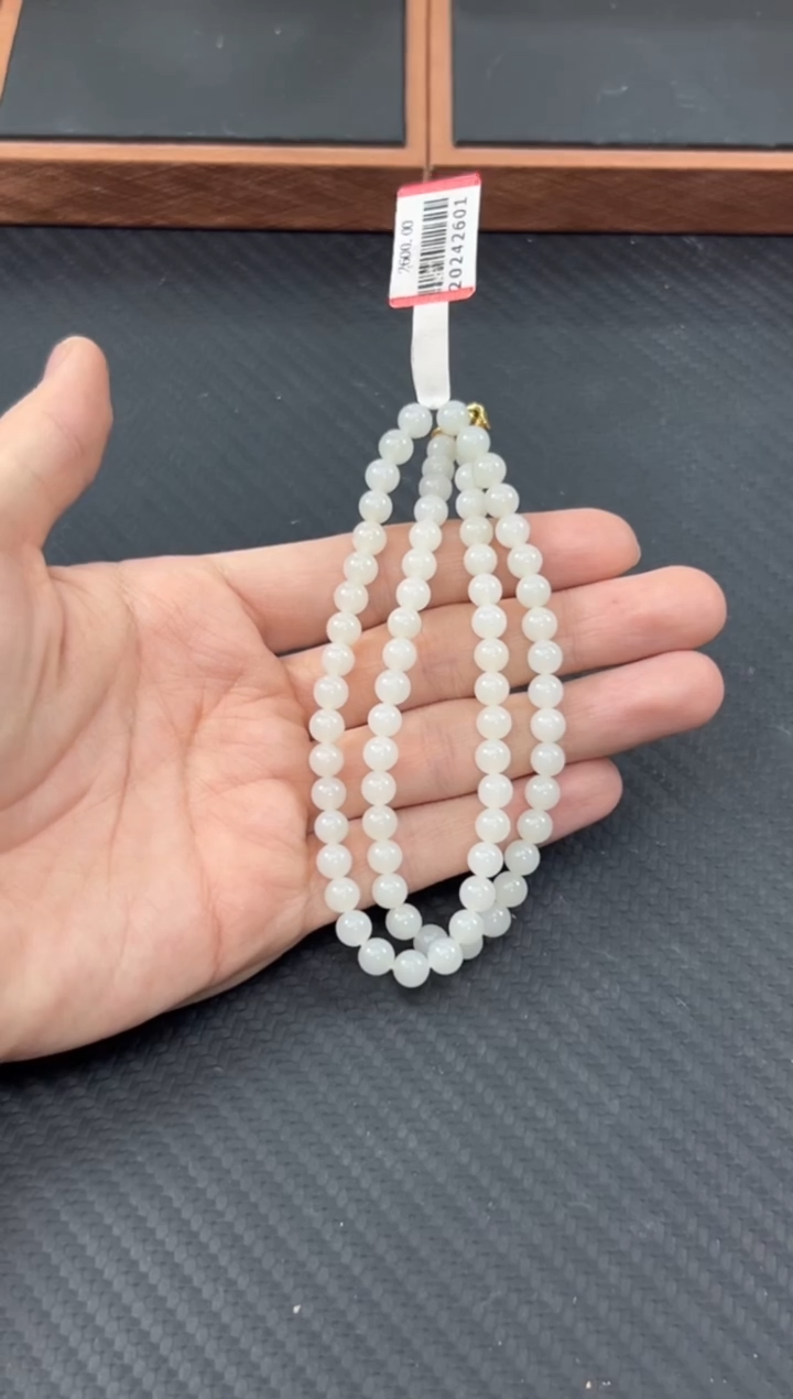 和田玉未镶嵌项链且末微色差米达卡6妈妈链