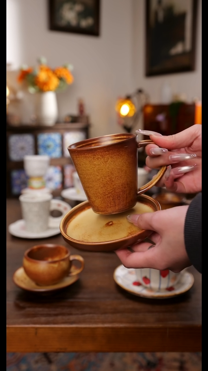 陶瓷便携款粗陶咖啡杯