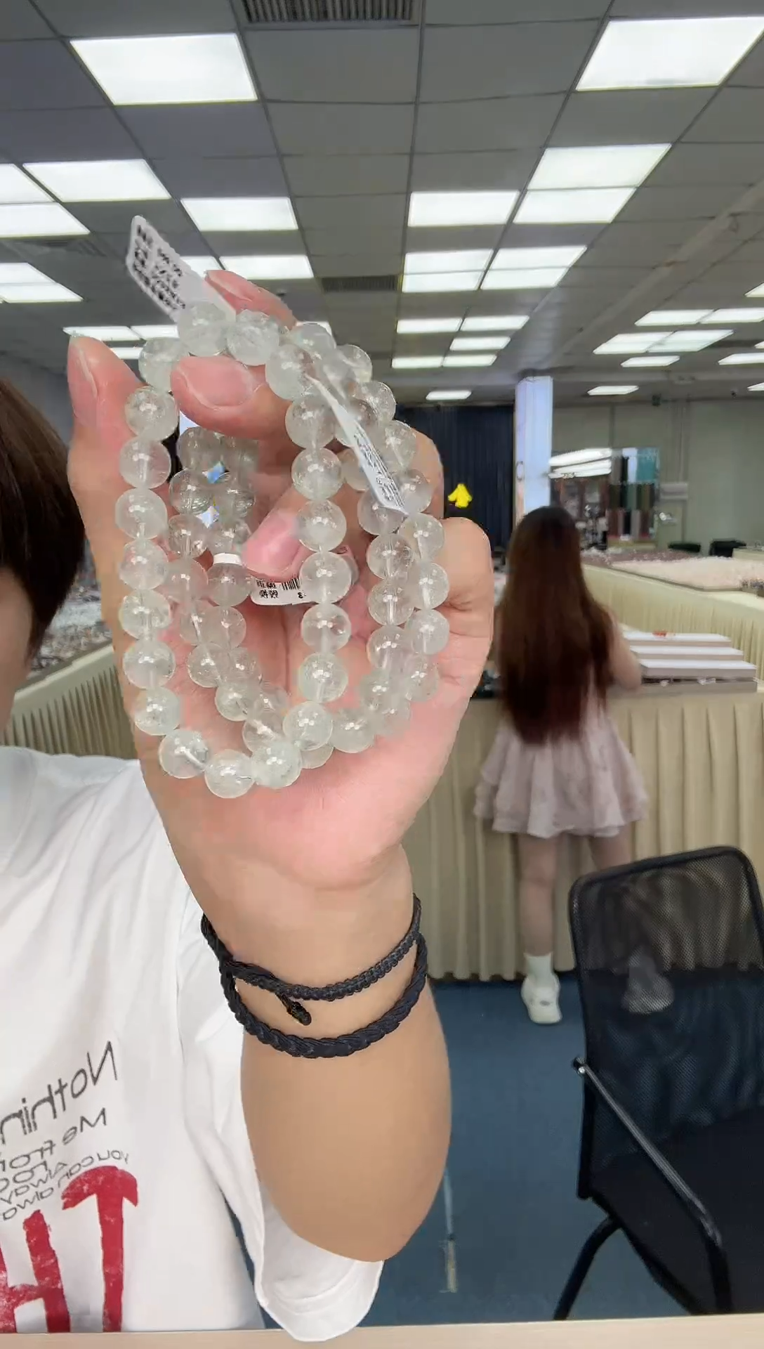 水晶手串未镶嵌绿阿赛手串9m