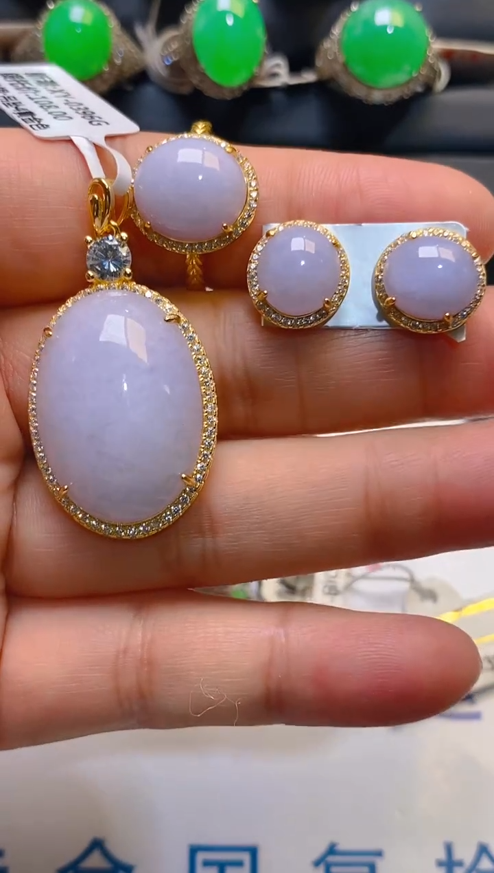 【闪购商品】翡翠耳饰银S925镶嵌天然A货翡翠1