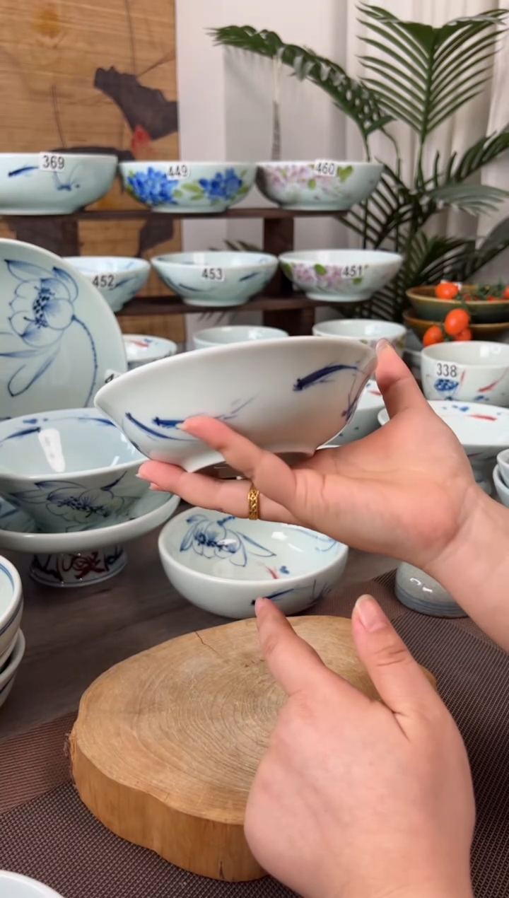 手绘微瑕画鱼6寸正德碗（单只装）