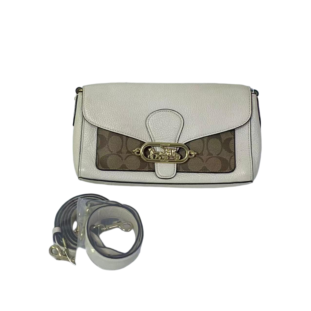 95新 COACH/蔻驰 经典老花PVC拼皮酒神斜挎包 2512LQ008