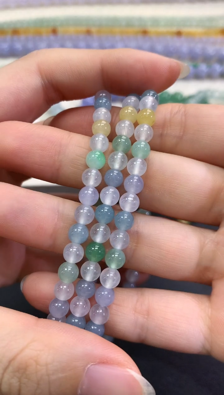 【闪购商品】翡翠手串未镶嵌D47   紫货有色差