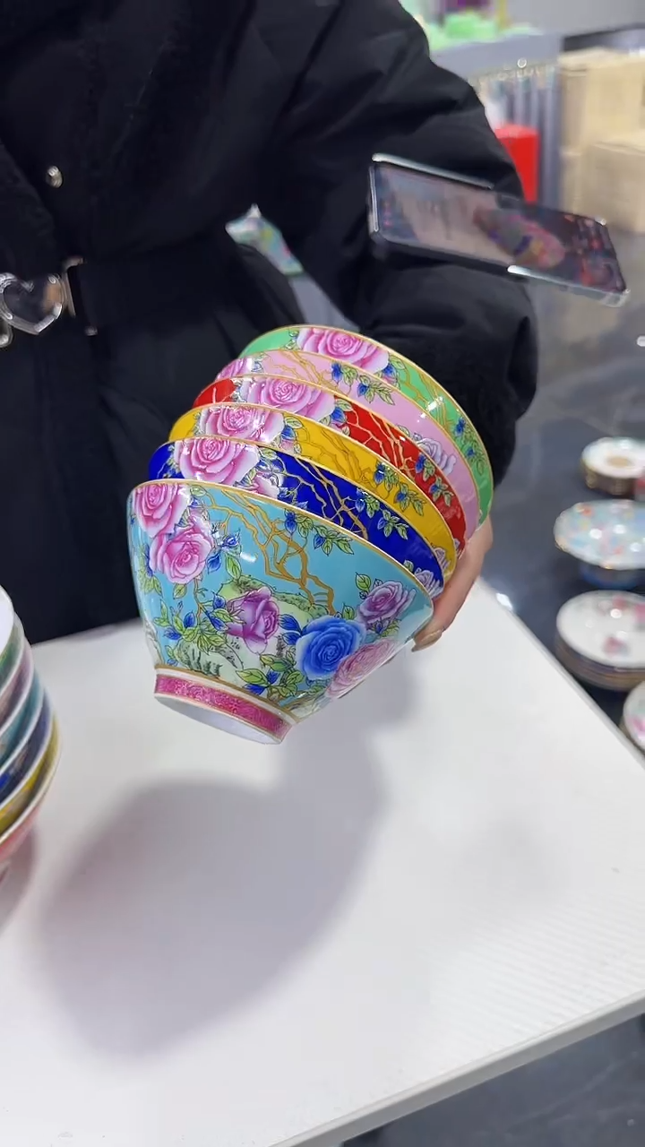 【闪购商品】瓷片 斗笠碗5英寸面碗混色6个