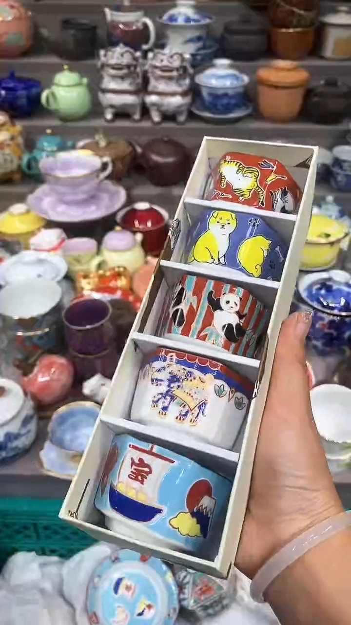 【闪购商品】九谷青郊六角杯一套