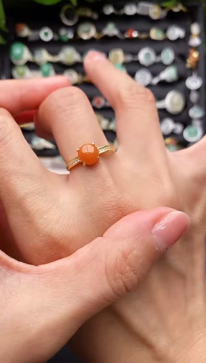 【闪购商品】翡翠戒指银S925镶嵌缅甸翡翠A货22  9-5