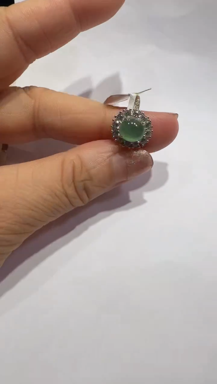 银S925镶嵌戒指翡翠925银镶翡翠戒指镶嵌43