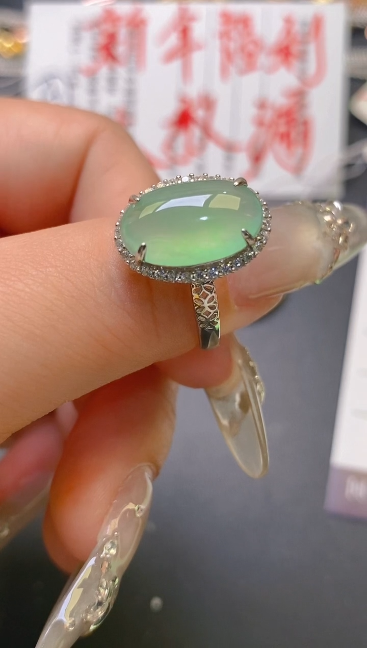 【闪购商品】翡翠耳饰银S925镶嵌天然A货翡翠1