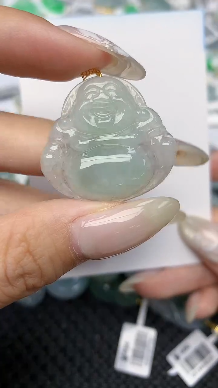 翡翠18K金镶嵌颈饰天然翡翠a货