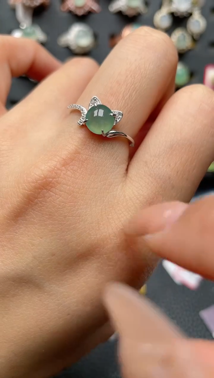 【闪购商品】翡翠戒指银S925镶嵌2222222222  55