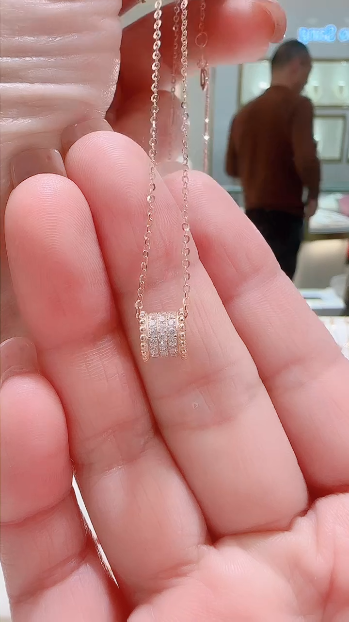 【闪购商品】合成立方氧化锆套链18K金镶嵌18K金套链