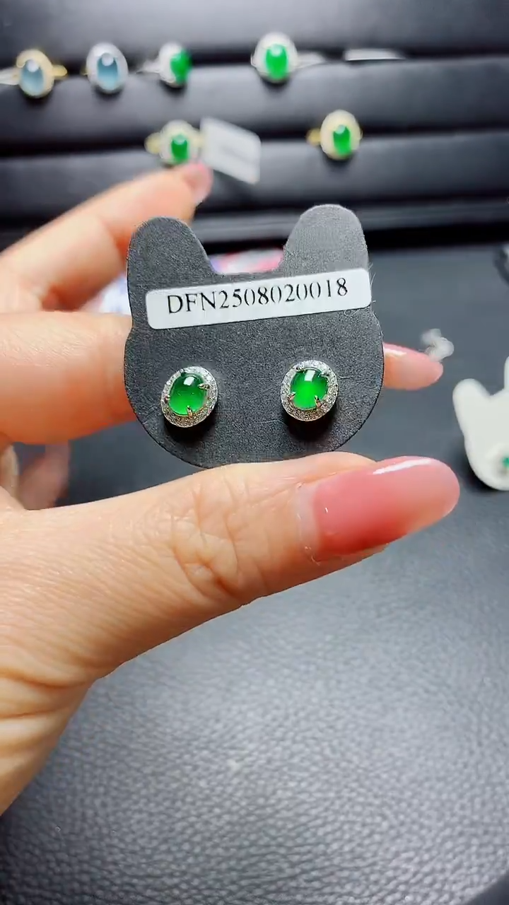 银S925镶嵌戒指翡翠天然翡翠A货s925银镶