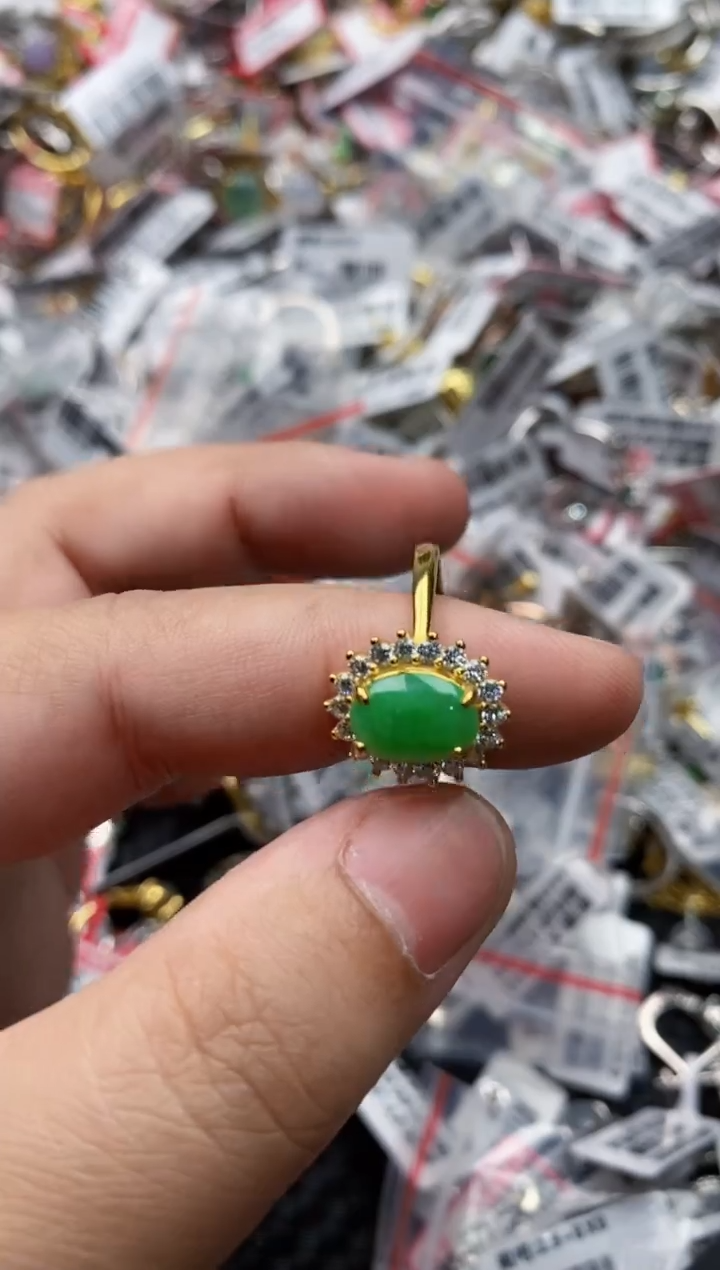 【闪购商品】翡翠戒指银S925镶嵌66666---9