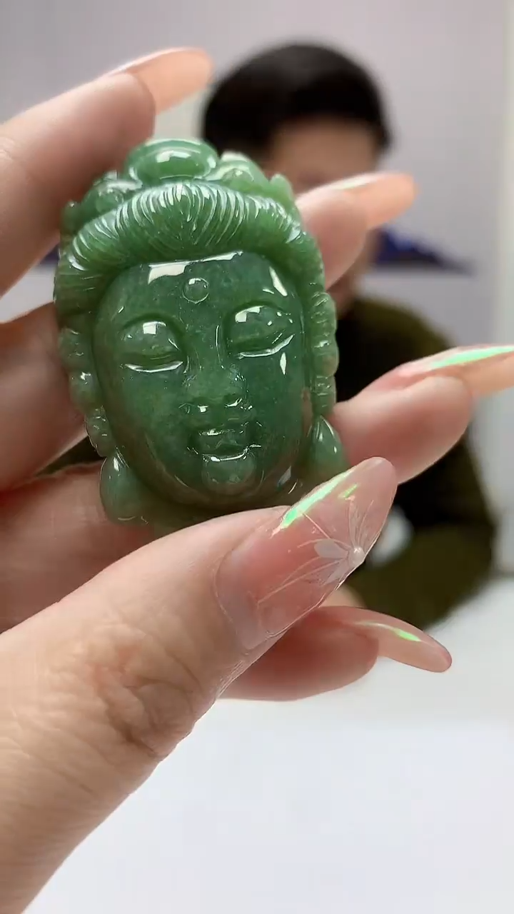 【闪购商品】定制翡翠未镶嵌4917DD-毛货挂件观音41