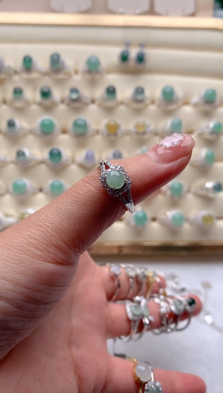 【闪购商品】翡翠戒指银S925镶嵌1号