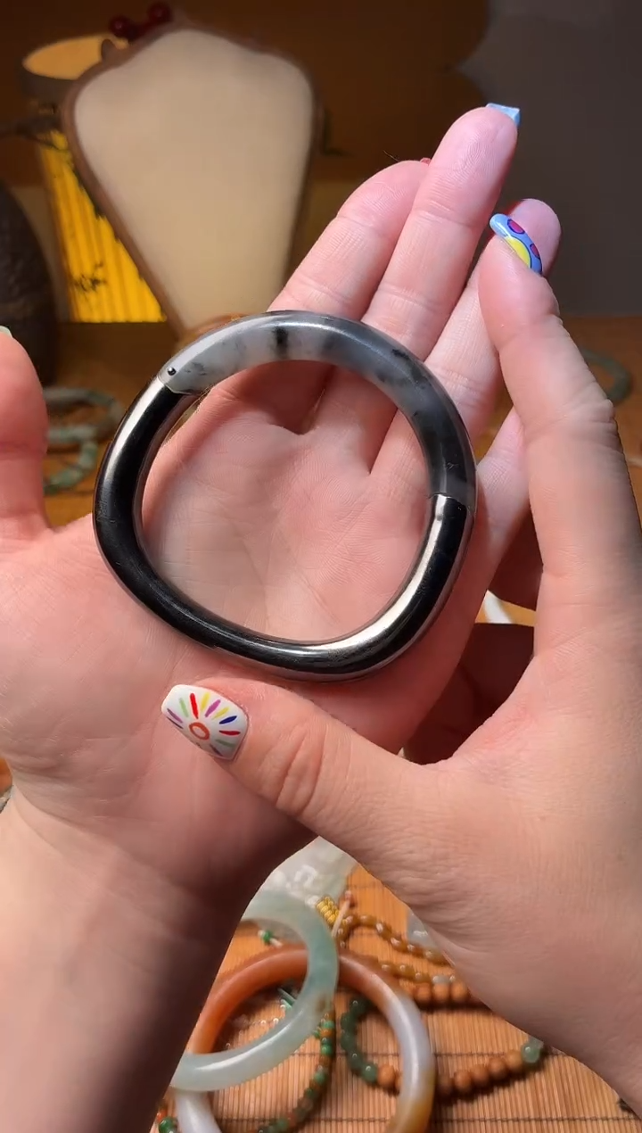 未镶嵌手镯翡翠冰乌鸡手镯53-54