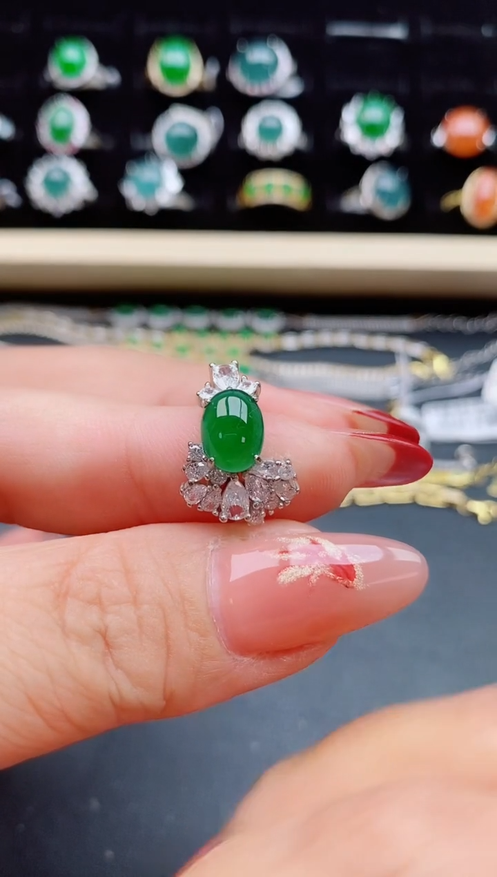 【闪购商品】翡翠戒指银S925镶嵌1321